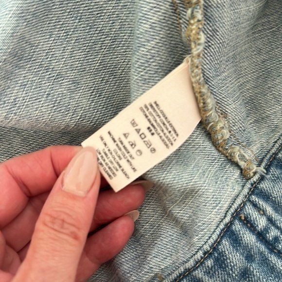 Free People Sequin Glam Denim Jacket in Indigo Blue Size Small - Picture 11 of 14
